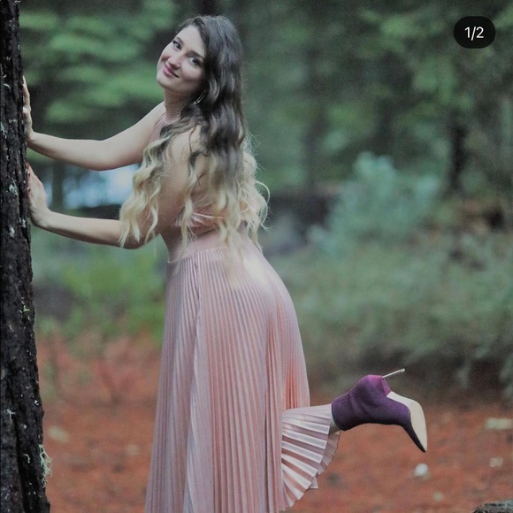 A.L.C. metallic pleated dress, gold-copper color - Picture 6 of 8